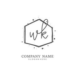 Handwritten initial letter W K WK for identity and logo. Vector logo template with handwriting and signature style.