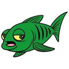 Sleepy Fish - A cartoon illustration of a very sleepy Fish.