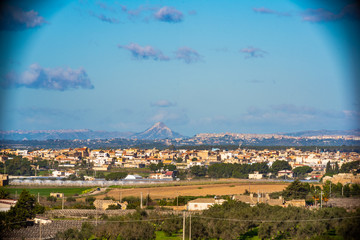 View of Acate, Niscemi and Mazzarino from Vittoria, Ragusa, Sicily, Italy, Europe