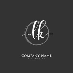 Handwritten initial letter L K LK for identity and logo. Vector logo template with handwriting and signature style.