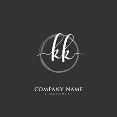 Handwritten initial letter K KK for identity and logo. Vector logo template with handwriting and signature style.