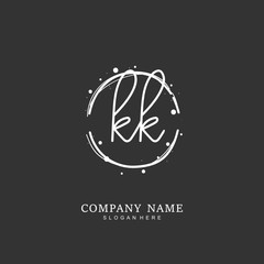 Handwritten initial letter K KK for identity and logo. Vector logo template with handwriting and signature style.