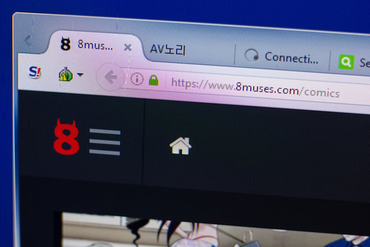 Ryazan, Russia - June 16, 2018: Homepage of 8Muses website on the display of PC, url - 8Muses.com.