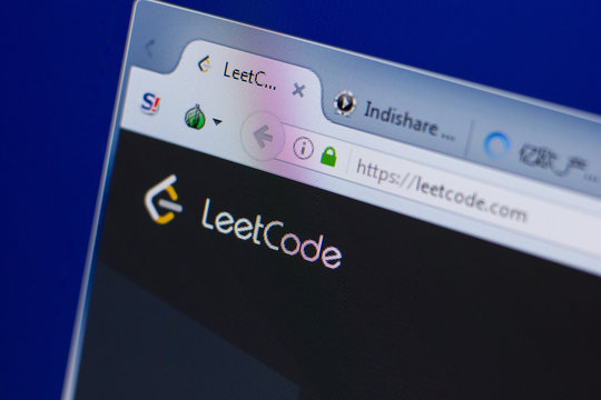 Ryazan, Russia - June 16, 2018: Homepage of LeetCode website on the display of PC, url - LeetCode.com.