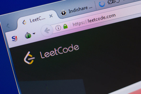 Ryazan, Russia - June 16, 2018: Homepage of LeetCode website on the display of PC, url - LeetCode.com.