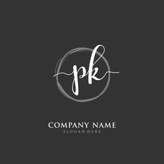 Handwritten initial letter P K PK for identity and logo. Vector logo template with handwriting and signature style.