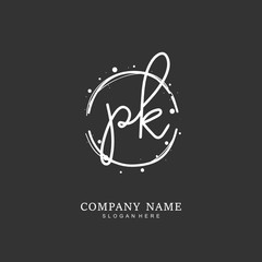 Handwritten initial letter P K PK for identity and logo. Vector logo template with handwriting and signature style.