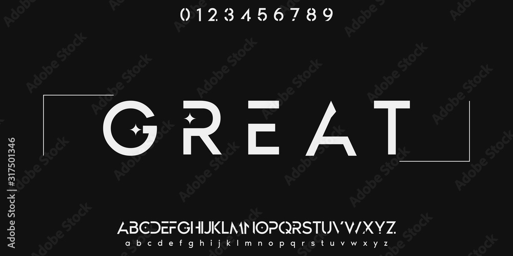 Fototapete font. abc alphabet typeface. font digital modern alphabet and number fonts. typography alphabet crea
