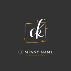 Handwritten initial letter C K CK for identity and logo. Vector logo template with handwriting and signature style.