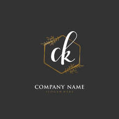 Handwritten initial letter C K CK for identity and logo. Vector logo template with handwriting and signature style.