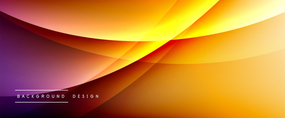 Wave liquid style lines with shadows and light on gradient background. Trendy simple fluid color gradient abstract background with dynamic straight shadow line effect