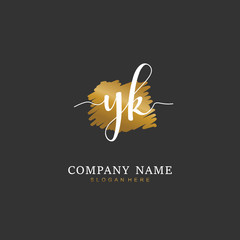 Handwritten initial letter Y K YK for identity and logo. Vector logo template with handwriting and signature style.