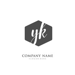 Handwritten initial letter Y K YK for identity and logo. Vector logo template with handwriting and signature style.