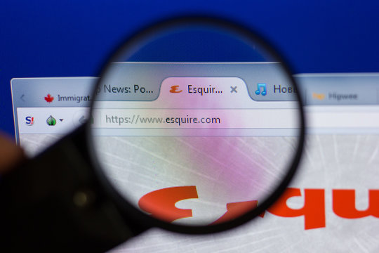 Ryazan, Russia - June 16, 2018: Homepage of Esquire website on the display of PC, url - Esquire.com.