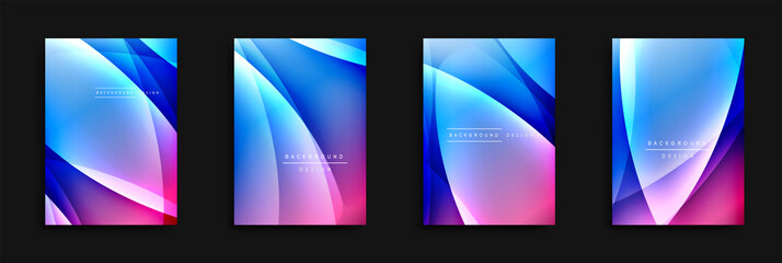 Wave covers set with fluid gradients. Dynamic trendy abstract background with flowing wavy lines. Vector Illustration