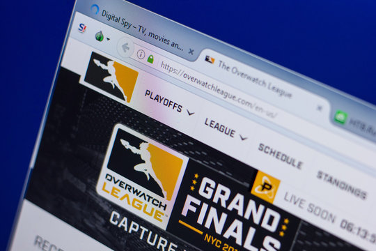 Ryazan, Russia - June 16, 2018: Homepage of OverWatchLeague website on the display of PC, url - OverWatchLeague.com.