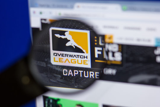 Ryazan, Russia - June 16, 2018: Homepage of OverWatchLeague website on the display of PC, url - OverWatchLeague.com.