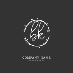 Handwritten initial letter B K BK for identity and logo. Vector logo template with handwriting and signature style.