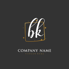 Handwritten initial letter B K BK for identity and logo. Vector logo template with handwriting and signature style.