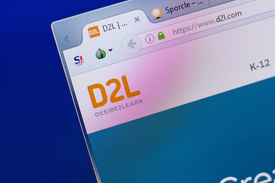 Ryazan, Russia - June 16, 2018: Homepage of D2L website on the display of PC, url - D2L.com.