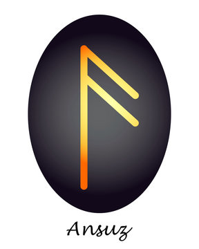 Rune ansuz orange on a gray background. vector. flat illustration