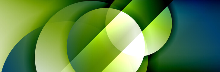 Fototapeta premium Dynamic trendy geometrical abstract background. Circles, round shapes 3d shadow effects and fluid gradients. Modern overlapping round forms