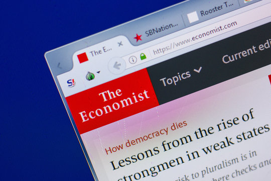 Ryazan, Russia - June 16, 2018: Homepage of Economist website on the display of PC, url - Economist.com.