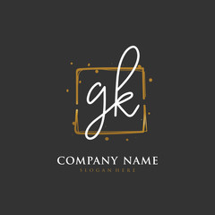 Handwritten initial letter G K GK for identity and logo. Vector logo template with handwriting and signature style.