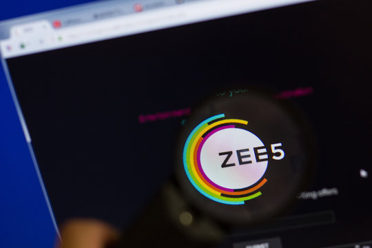 Ryazan, Russia - June 16, 2018: Homepage of Zee5 website on the display of PC, url - Zee5.com.