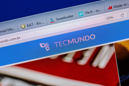 Ryazan, Russia - June 16, 2018: Homepage of TechMundo website on the display of PC, url - TechMundo.com.br.