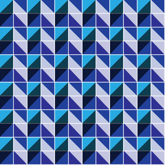 Seamless geometric texture of triangles and trapeze. Pattern in blue and light blue