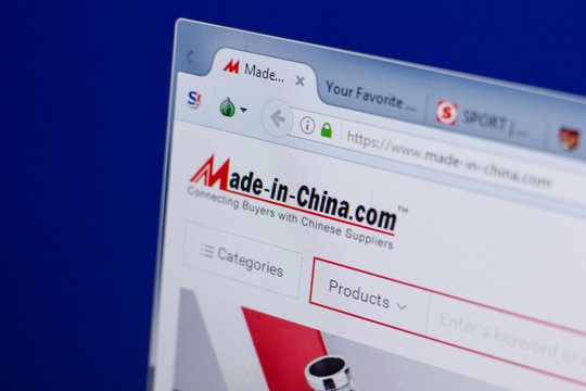 Ryazan, Russia - June 16, 2018: Homepage of Made-in-China website on the display of PC, url - Made-in-China.com.