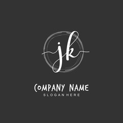 Handwritten initial letter J K JK for identity and logo. Vector logo template with handwriting and signature style.