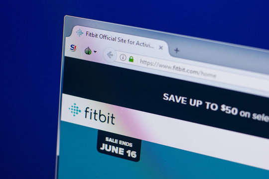 Ryazan, Russia - June 16, 2018: Homepage of Fitbit website on the display of PC, url - Fitbit.com.