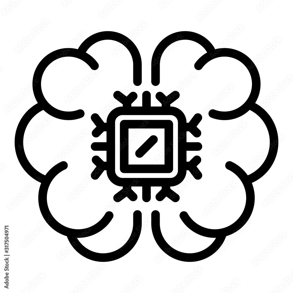 Poster system ai brain icon. outline system ai brain vector icon for web design isolated on white backgroun