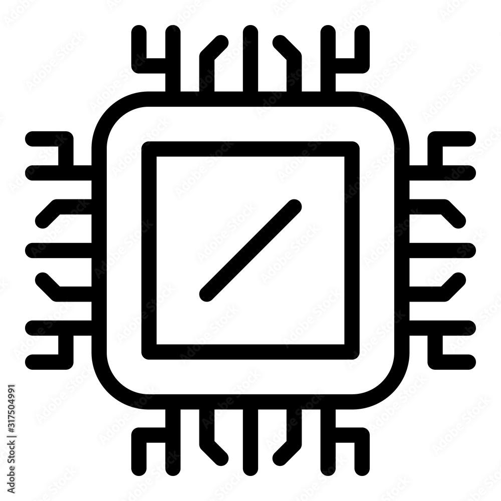 Poster think cpu icon. outline think cpu vector icon for web design isolated on white background