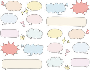 手書き風カラフル吹き出し【黒フチ】　 Handwriting style『 Speech bubble：colorful』