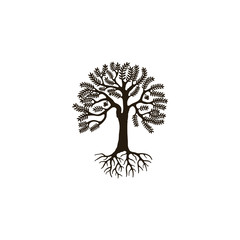 Fototapeta premium Tree with lush leaves, vector logo design isnpiration for your company