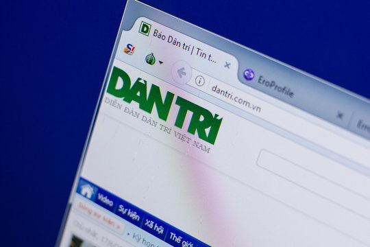 Ryazan, Russia - June 17, 2018: Homepage of Dantri website on the display of PC, url - Dantri.com.vn.