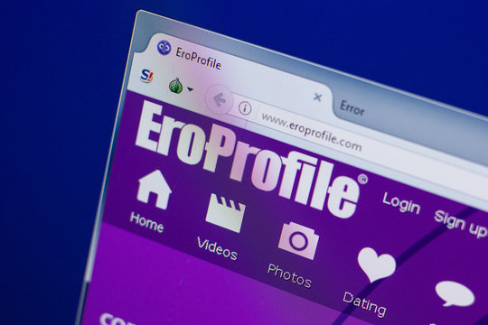Ryazan, Russia - June 17, 2018: Homepage of EroProfile website on the display of PC, url - EroProfile.com.