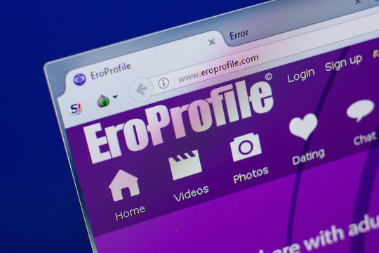 Ryazan, Russia - June 17, 2018: Homepage of EroProfile website on the display of PC, url - EroProfile.com.