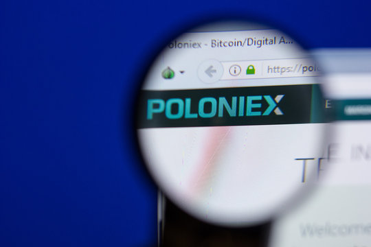 Ryazan, Russia - June 17, 2018: Homepage of Poloniex website on the display of PC, url - Poloniex.com.