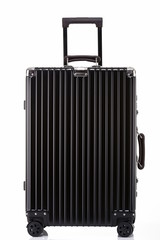 Exquisite black suitcase on white background