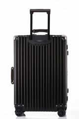 Exquisite black suitcase on white background