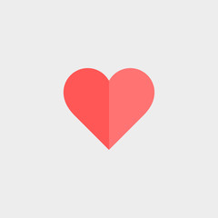red flat heart icon isolated on a white background for ui and web design. 