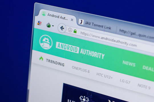 Ryazan, Russia - June 17, 2018: Homepage of AndroidAuthority website on the display of PC, url - AndroidAuthority.com.