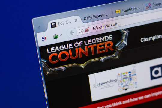 Ryazan, Russia - June 17, 2018: Homepage of LolCounter website on the display of PC, url - LolCounter.com.