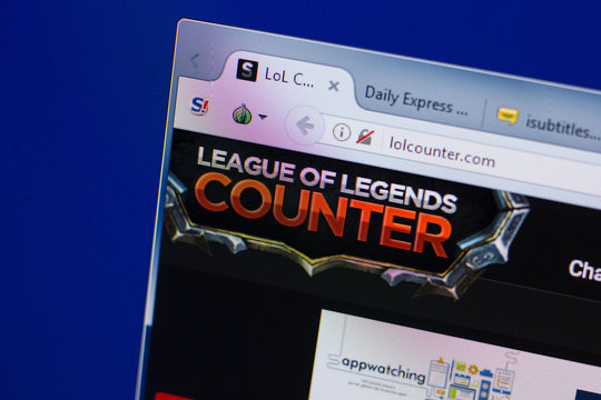 Ryazan, Russia - June 17, 2018: Homepage of LolCounter website on the display of PC, url - LolCounter.com.