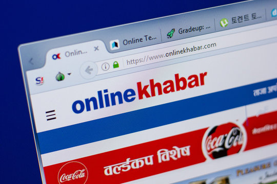 Ryazan, Russia - June 17, 2018: Homepage of OnlineKhabar website on the display of PC, url - OnlineKhabar.com.