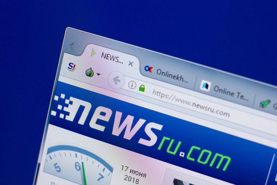 Ryazan, Russia - June 17, 2018: Homepage of Newsru website on the display of PC, url - Newsru.com.